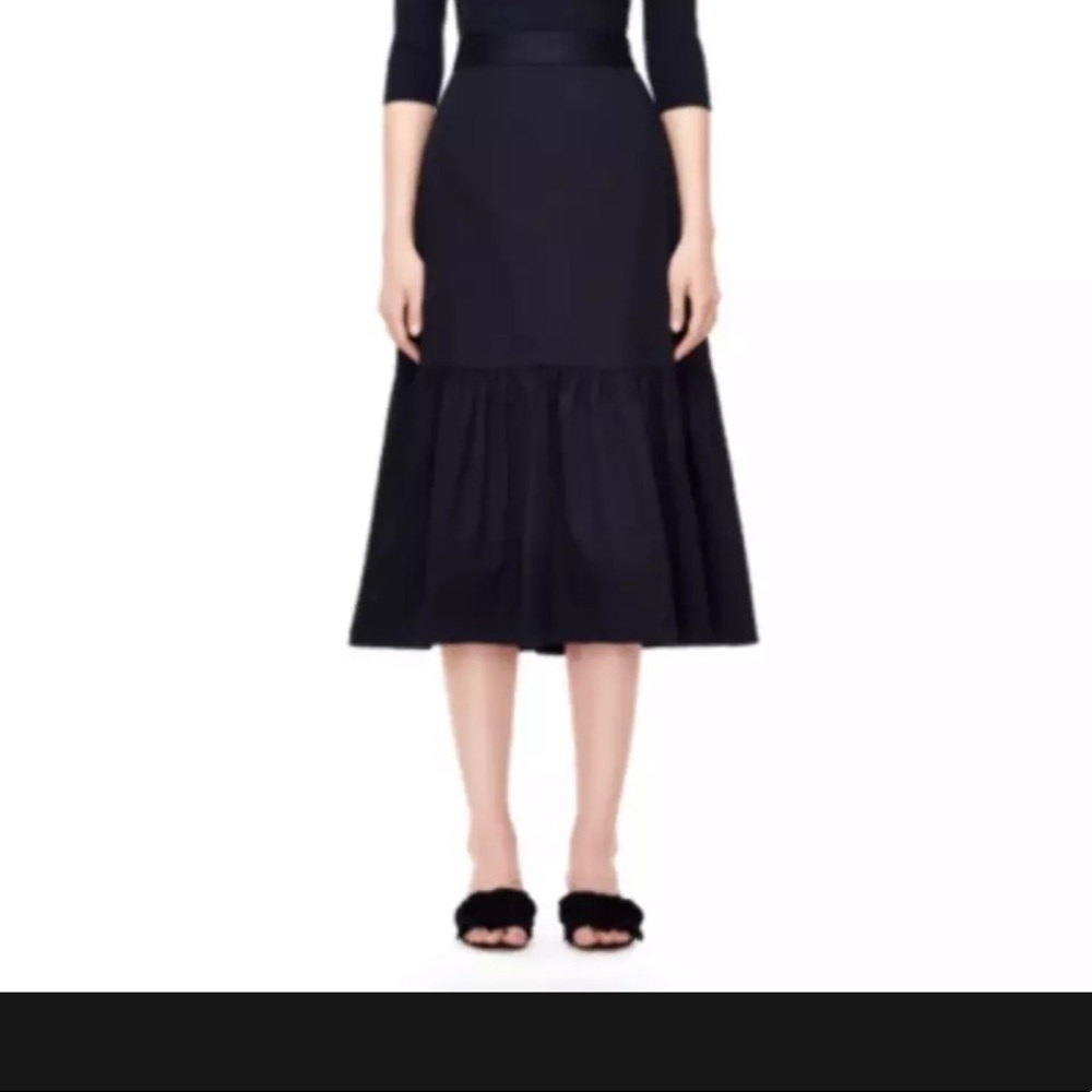 Rebecca Taylor black midi skirt ruffle bottom 10
